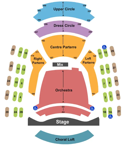 seating chart for Chan Shun Concert Hall at Chan Performing Arts Centre - End Stage - eventticketscenter.com