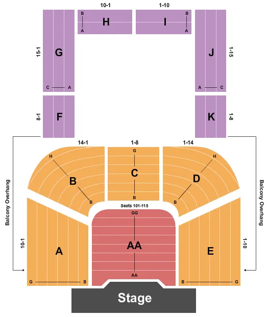 seating chart for Charles Playhouse - Endstage - eventticketscenter.com