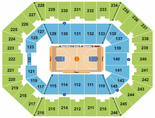 seating chart for Charleston Coliseum & Convention Center - Charleston - Harlem Globetrotters - eventticketscenter.com