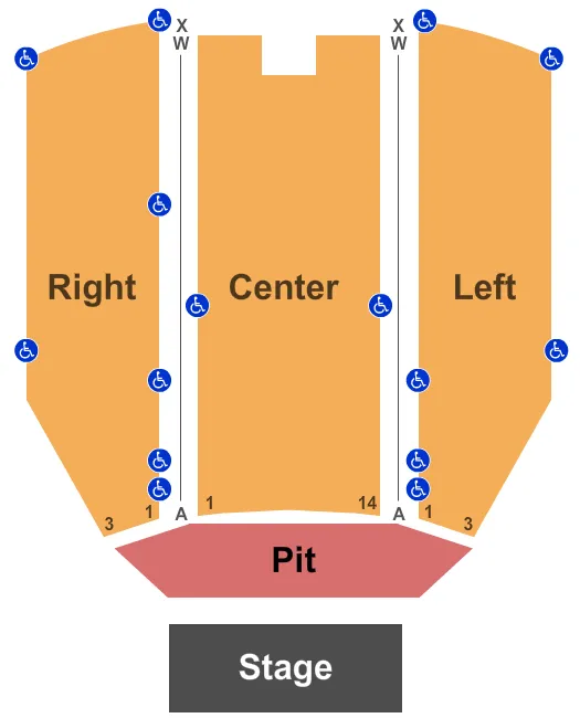seating chart for Charleston Civic Center Little Theater - Endstage Pit - eventticketscenter.com