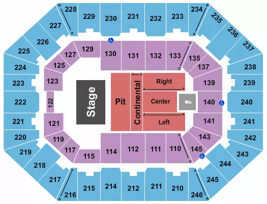seating chart for Charleston Coliseum & Convention Center - Charleston - Red Clay Strays - eventticketscenter.com