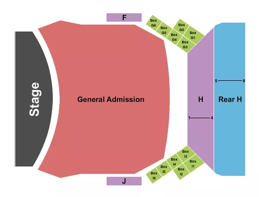 seating chart for Charleston Music Hall - Endstage GA Floor - eventticketscenter.com