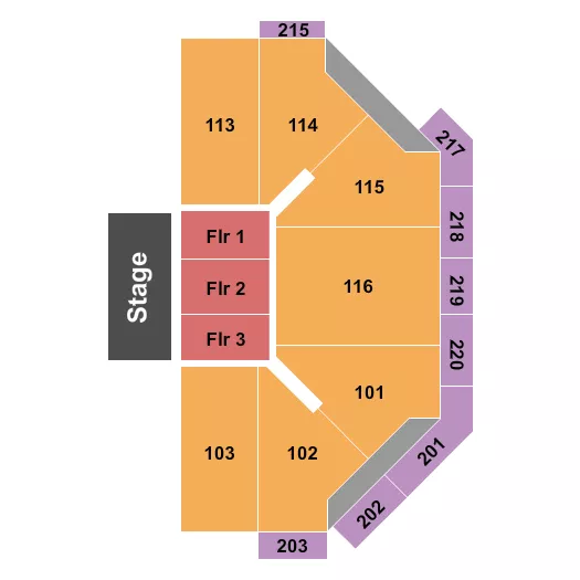 seating chart for Chartway Arena at Ted Constant Convocation Center - Endstage No 6 - eventticketscenter.com