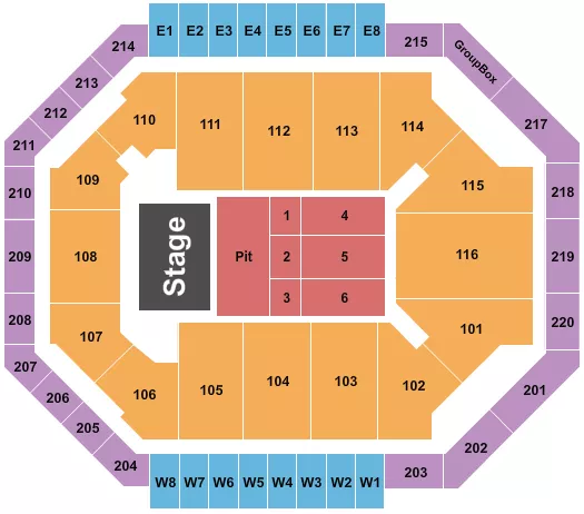 seating chart for Chartway Arena at Ted Constant Convocation Center - Endstage Pit - eventticketscenter.com