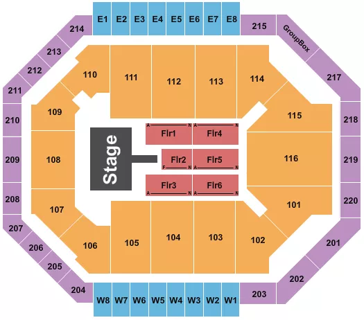 seating chart for Chartway Arena at Ted Constant Convocation Center - Endstage with Catwalk - eventticketscenter.com