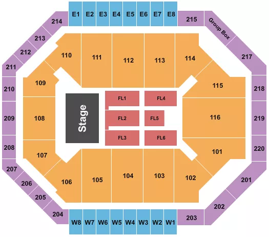 seating chart for Chartway Arena at Ted Constant Convocation Center - Endstage 2 - eventticketscenter.com