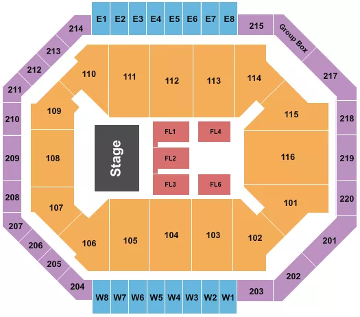 seating chart for Chartway Arena at Ted Constant Convocation Center - Endstage No 5 - eventticketscenter.com
