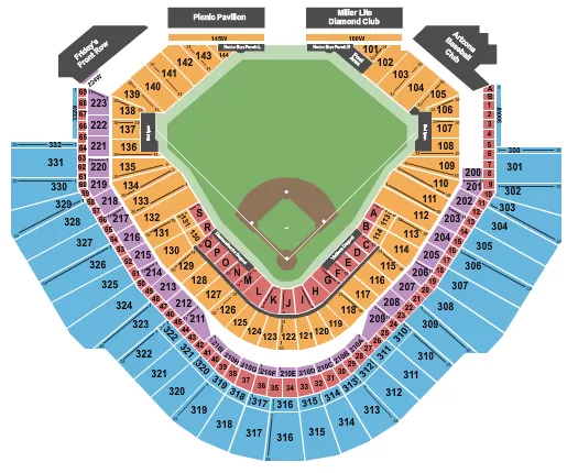 seating chart for Chase Field - Baseball - eventticketscenter.com