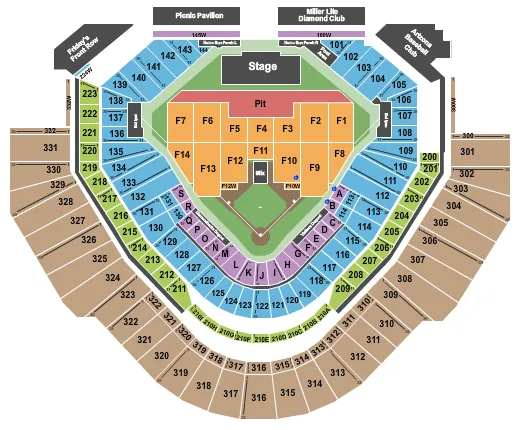 seating chart for Chase Field - Guns N Roses - eventticketscenter.com