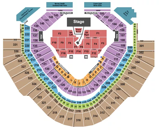 seating chart for Chase Field - Noah Kahan - eventticketscenter.com
