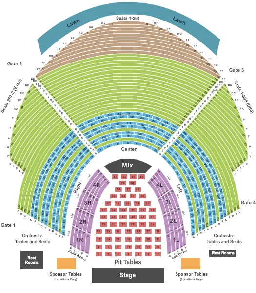 seating chart for Cadence Bank Amphitheatre at Chastain Park - Concert with Tables - eventticketscenter.com