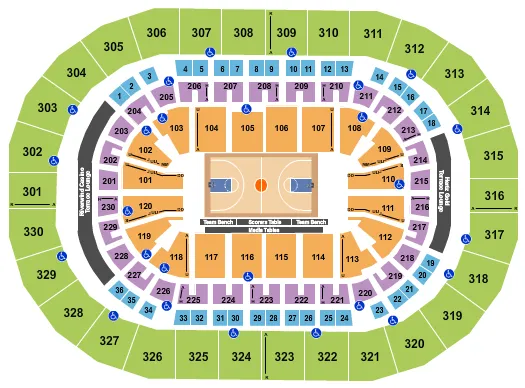 seating chart for Paycom Center - Basketball 3 - eventticketscenter.com