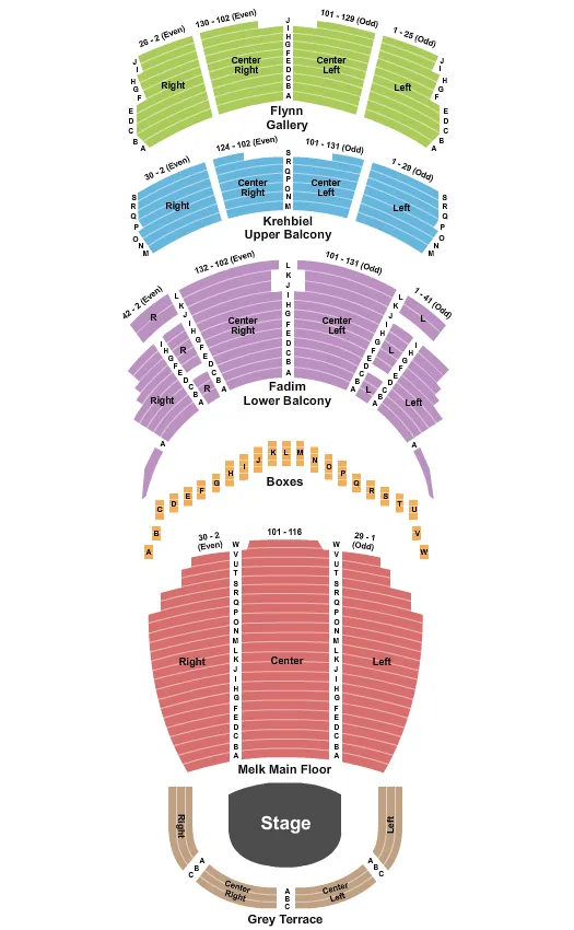 seating chart for Chicago Symphony Center - End Stage - eventticketscenter.com