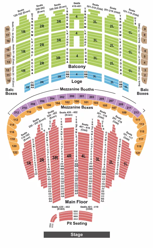 seating chart for The Chicago Theatre - Endstage 2 - eventticketscenter.com