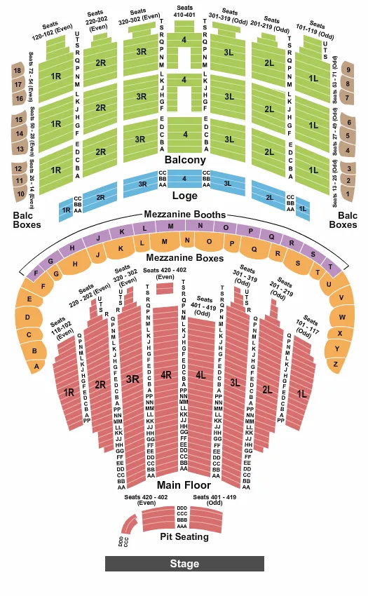 seating chart for The Chicago Theatre - End Stage - eventticketscenter.com