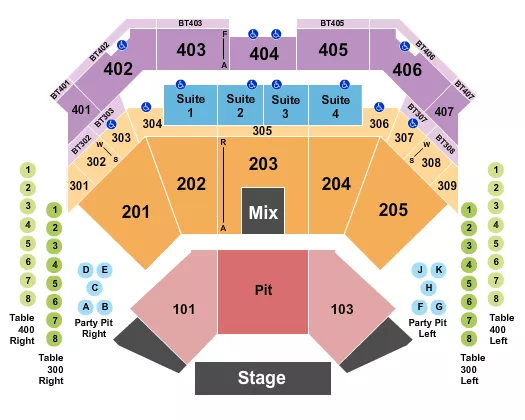 seating chart for Choctaw Casino & Resort - Durant - Endstage Pit 2 - eventticketscenter.com