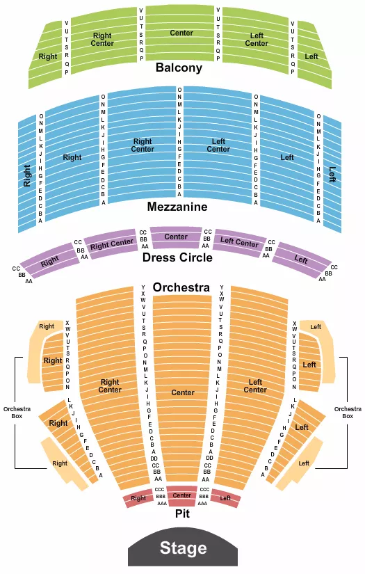 seating chart for Citizens Bank Opera House - End Stage Pit - eventticketscenter.com