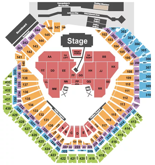 seating chart for Citizens Bank Park - Noah Kahan - eventticketscenter.com