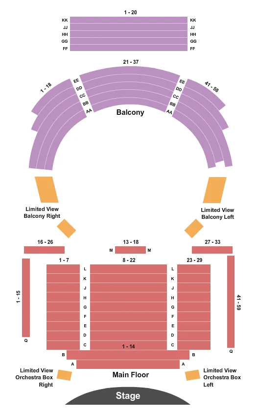 seating chart for City Opera House - Endstage - eventticketscenter.com