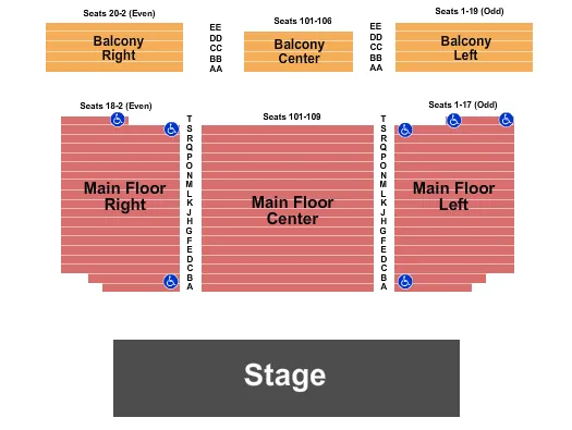 seating chart for The Clayton Center - NC - End Stage - eventticketscenter.com