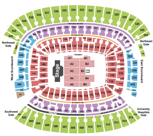 seating chart for Cleveland Browns Stadium - Billy Joel - eventticketscenter.com