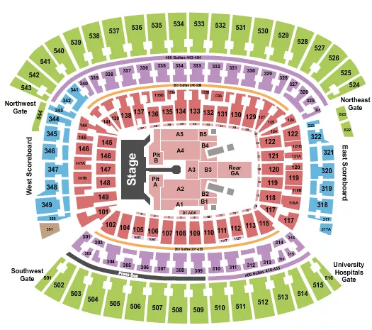 seating chart for Cleveland Browns Stadium - Rolling Stones 2 - eventticketscenter.com