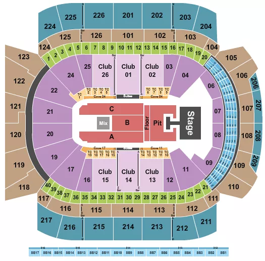 seating chart for Climate Pledge Arena - Riley Green - eventticketscenter.com