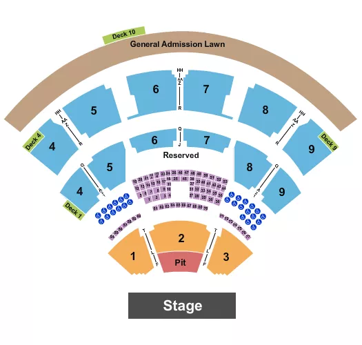 seating chart for Coastal Credit Union Music Park at Walnut Creek - Endstage GA Pit - eventticketscenter.com