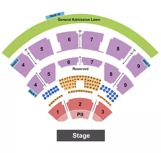 seating chart for Coastal Credit Union Music Park at Walnut Creek - Endstage GA Pit w/ Decks 4 - eventticketscenter.com