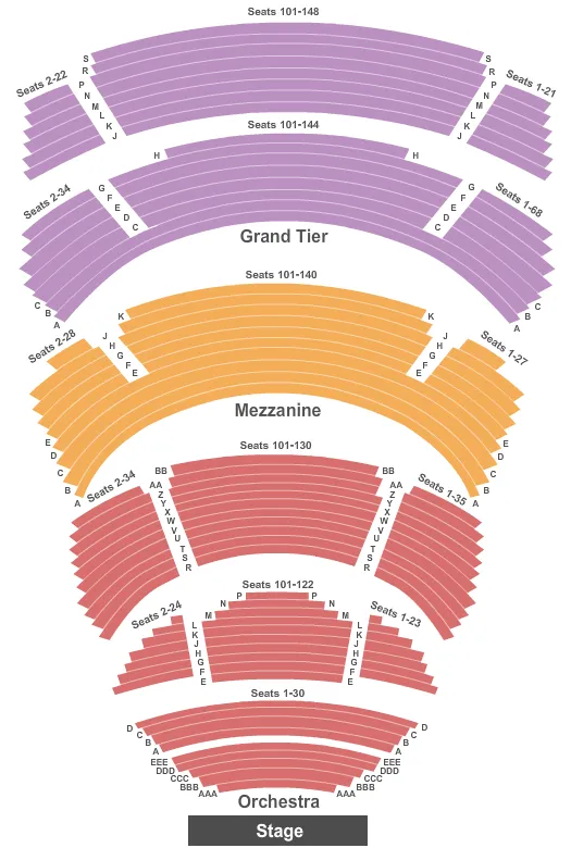 seating chart for Cobb Energy Performing Arts Centre - End Stage - eventticketscenter.com