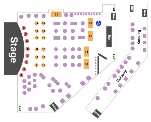 seating chart for Cobb's Comedy Club - Gold Circle Seating - eventticketscenter.com