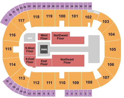 seating chart for Coca-Cola Coliseum - AEW - eventticketscenter.com