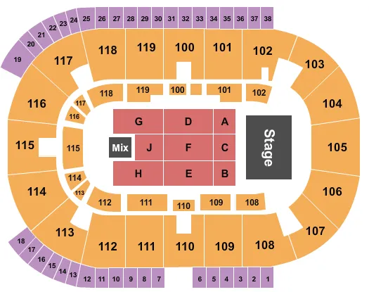seating chart for Coca-Cola Coliseum - Endstage-3 - eventticketscenter.com