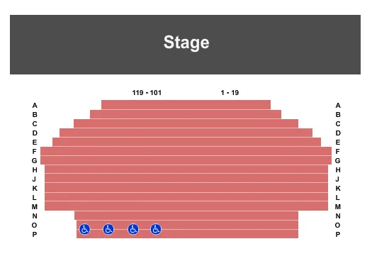 seating chart for Coger Theatre At Craig Hall - Endstage - eventticketscenter.com