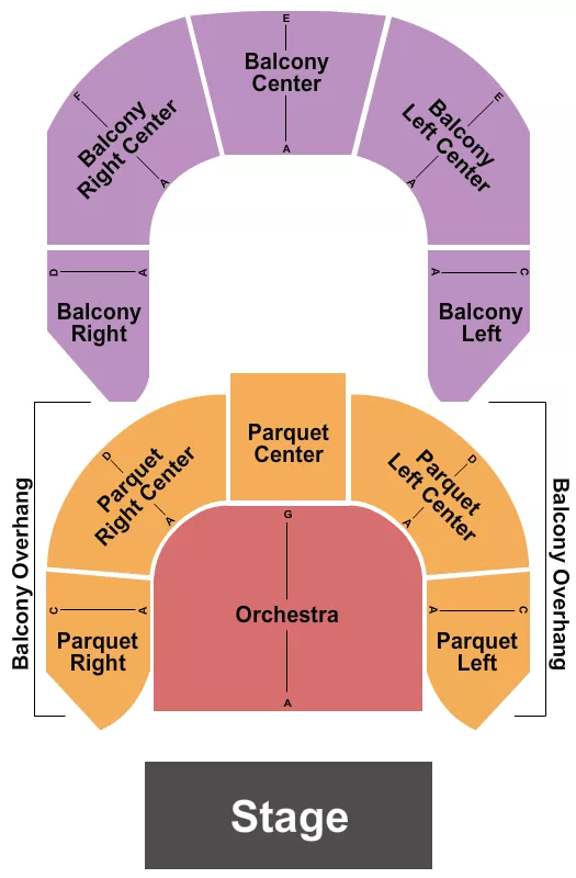 Endstage 2 Seating Chart at Cohoes Music Hall. The chart shows the main floor/stage with seating options surrounding it, which are color coded