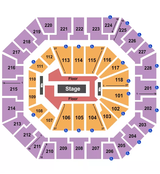 seating chart for Colonial Life Arena - Center Stage GA Floor - eventticketscenter.com
