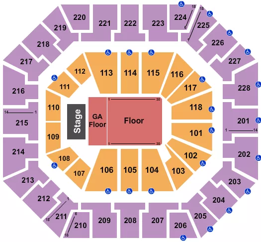 seating chart for Colonial Life Arena - Endstage GA & Rsvd Floor - eventticketscenter.com