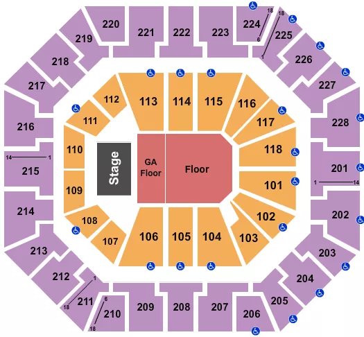 seating chart for Colonial Life Arena - Endstage GA & Rsvd Floor - eventticketscenter.com