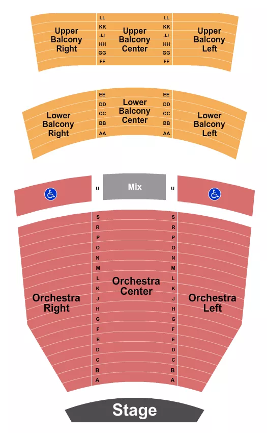 seating chart for Columbia Theatre Association For The Performing Arts - Endstage - eventticketscenter.com