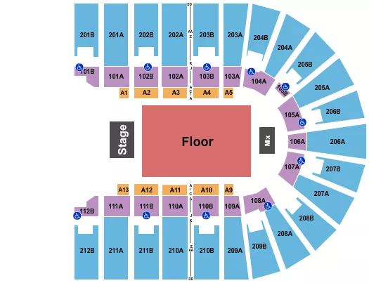 seating chart for Columbus Civic Center - Endstage Reserved Floor - eventticketscenter.com