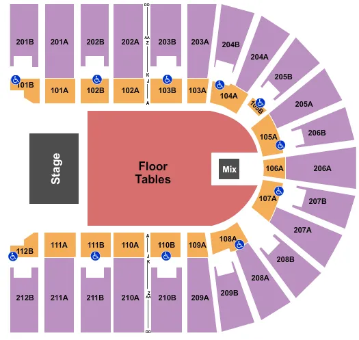 seating chart for Columbus Civic Center - Endstage Tables - eventticketscenter.com