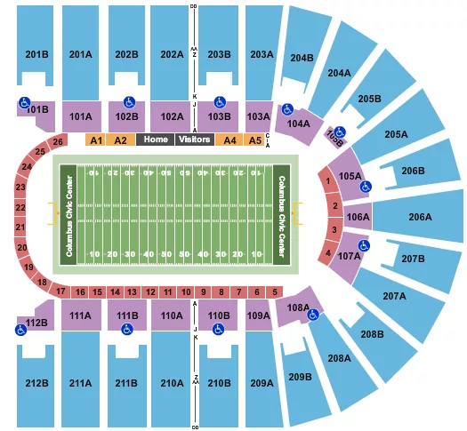 seating chart for Columbus Civic Center - Football 1 - eventticketscenter.com