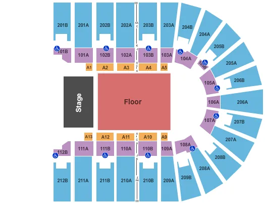 seating chart for Columbus Civic Center - Endstage GA Floor - eventticketscenter.com