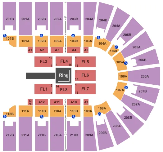 seating chart for Columbus Civic Center - WWE - eventticketscenter.com