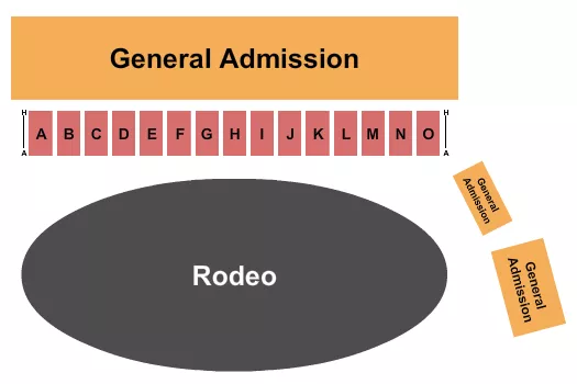 Rodeo Seating Chart at Comal County Fairgrounds. The chart shows the main floor/stage with seating options surrounding it, which are color coded