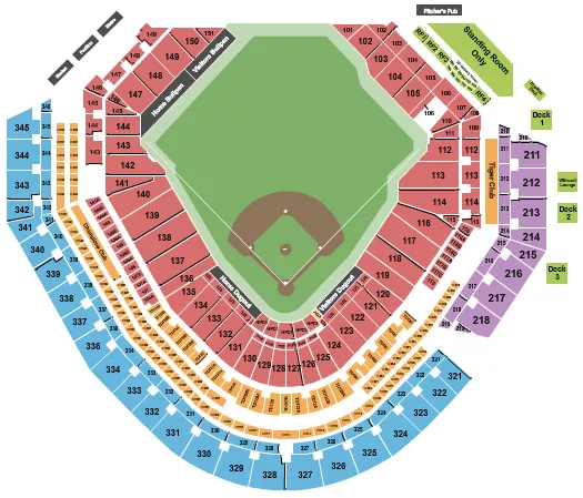 seating chart for Comerica Park - Baseball - eventticketscenter.com