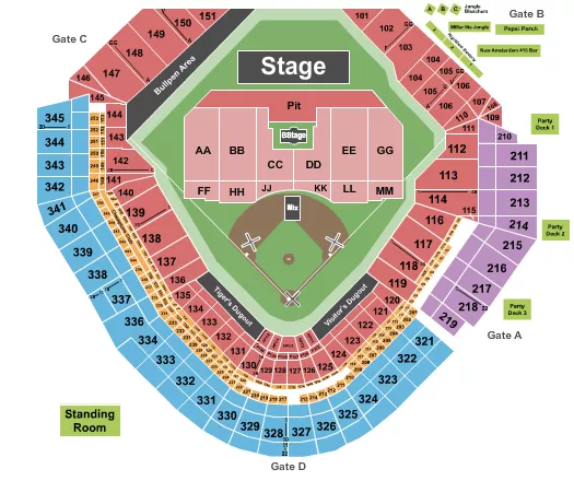 seating chart for Comerica Park - My Chemical Romance - eventticketscenter.com
