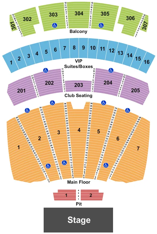 seating chart for Arizona Financial Theatre - Endstage Rows - eventticketscenter.com