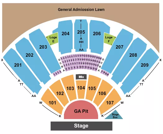 seating chart for Toyota Pavilion At Concord - Endstage Pit - 100 K Start - eventticketscenter.com
