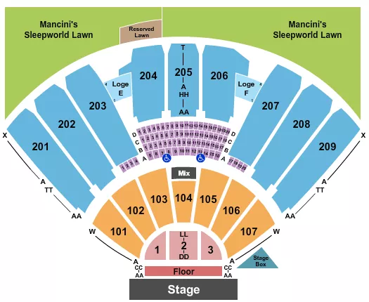 seating chart for Toyota Pavilion At Concord - Endstage RSV Floor - eventticketscenter.com
